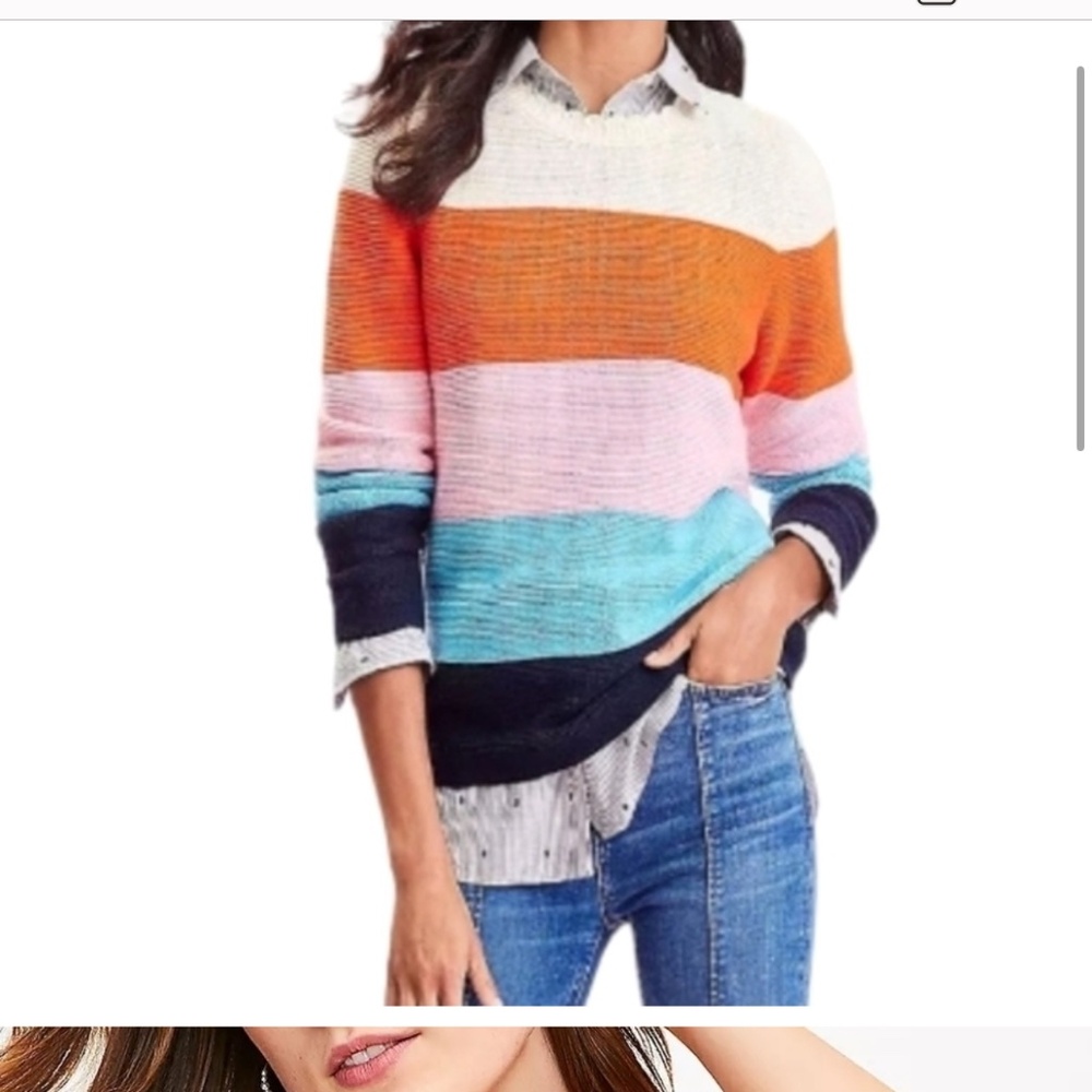 LOFT Striped Coton Blend Knit Sweater NWT